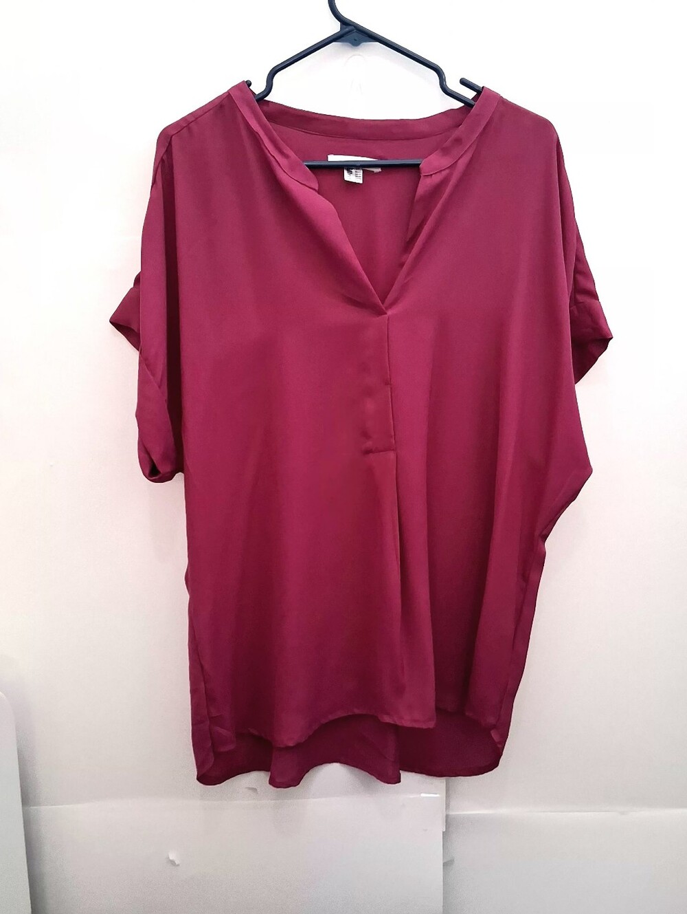 VENCA Magenta Relaxed V-Neck Blouse Size XXL Fit 1X